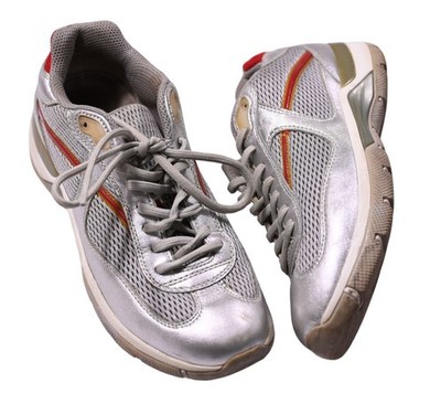 Prada Sport Vintge Y2K Linea Rossa America's Cup Lace-Up Leather Trainers in Sil
