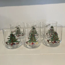 Luminarc Christmas Tree Holly Noel Lowball Juice Eggnog Glasses - Set of 6