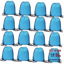 Bulk Drawstring Bags, Polyester Draw String Bags, Gym Sports Cinch 16 Sky Blue