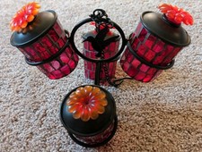 Vintage Hanging Black Metal Hummingbird Feede...