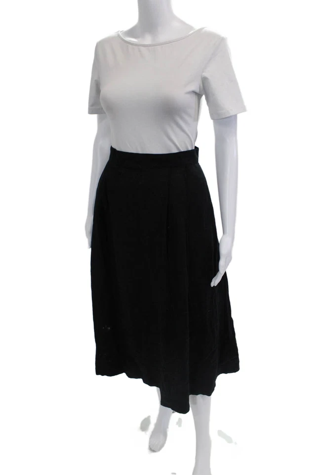 Falda plisada Banana Republic para mujer línea A negra lino rayón talla 8 Foto 2 de 4