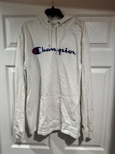 Champion Signature hooded sweatshirt Mens Large L hoodie white pocket pullover