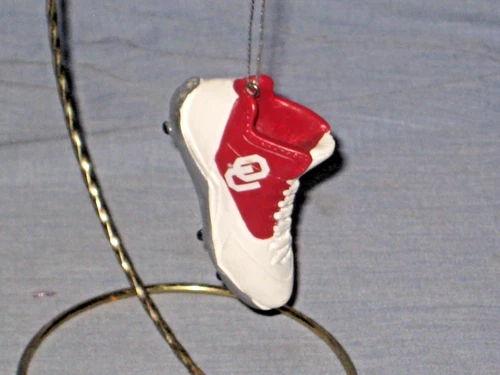 *OKLAHOMA UNIVERSITY SOONERS CHRISTMAS ORNAMENT - "SNEAKER", TENNIS SHOE, CLEATS