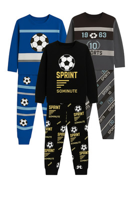 Jungen Schlafanzug für große Kinder  | Langarm Pyjama   Fußball Design | 140-188