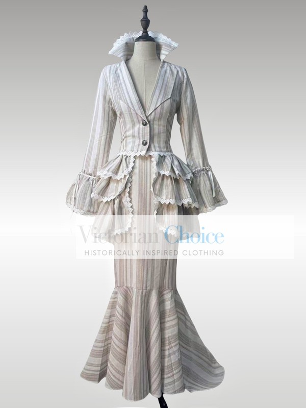 Victorian Edwardian Downton Abbey Form Fitting Peplum 3PC Dress Theater XXXL