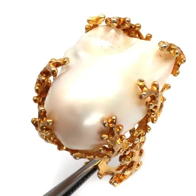 Natural White Baroque Perlenring 925 Sterling Silber Partnerring Größe 8.25 - Bild 1 von 4
