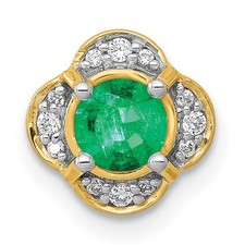 14k Yellow Gold Diamond and .33 Emerald Fancy Chain Slide Pendant