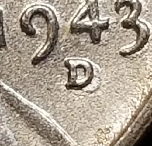 1943 D Mint ,D, Error Lincoln Steel Wheat Penny AU
