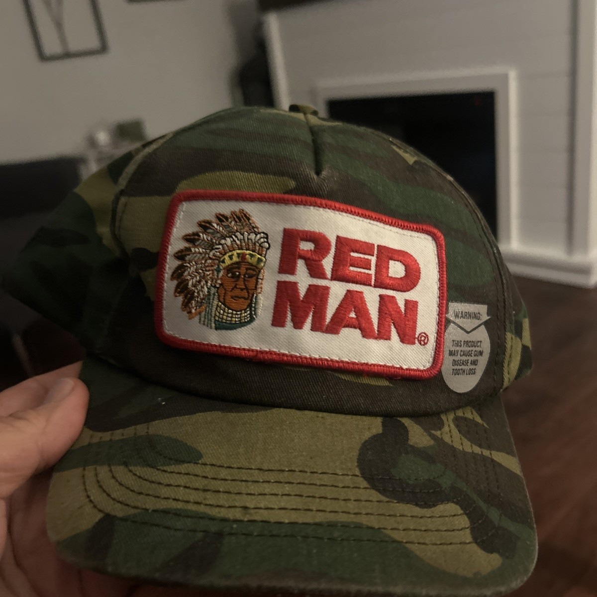 VINTAGE TRUCKER HAT RED MAN TOBACCO CAMO HAT