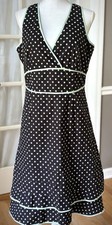 Vintage Y2K Tropical Al Polka Dot Dress NWT Size 12 Cotton Fit Flare Mint Trim