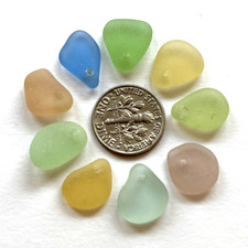 Surf Tumbled Sea Glass DRILLED Jewelry Quality 9 Small Scale Naturally recycled