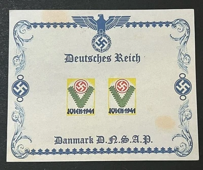 Travelstamps: 1941 Germany Denmark Reproduction S/S -DNSAP - Mint MNH OG - Image 1 of 4