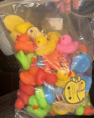 Lot of 50 Squeaky Colorful Rubber Duckies