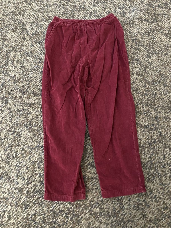 Cabin Creek Womens Sz 12P Elastic Waist Pants Red Corduroy Pull-on Pants