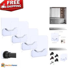 Invisible Wall Mounted Shower Rod Holder - Safe  Easy Installation Set of 4 