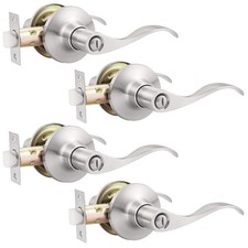 4 Pack Privacy Door Levers Brushed Nickel Privacy Door Handles Keyless Interi...