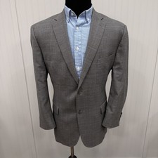 Jos. A. Bank 46R Gray Houndstooth 100 Wool 2-Button Dual-Vent Sports Coat