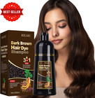 Dark Brown Hair Dye Shampoo 500ml 3 in 1 Gray Coverage Long Lasting Natural