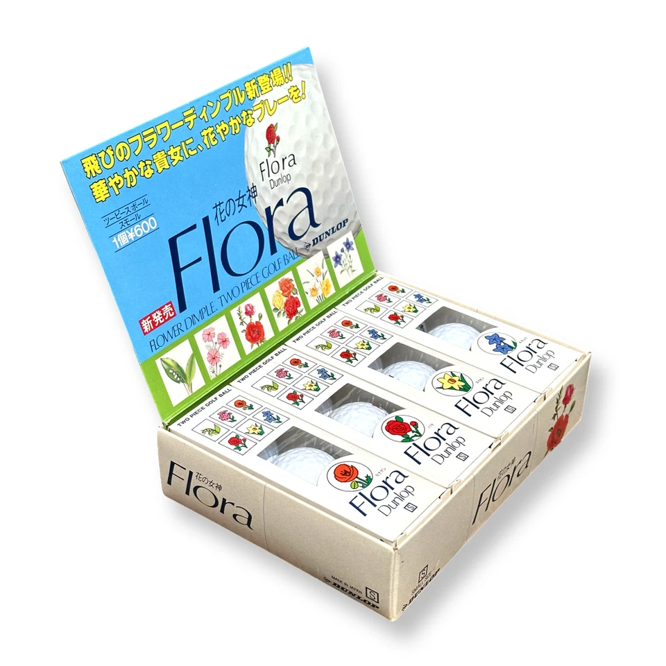 Vintage 1980s Dunlop Flora Flower Dimple Golf Balls – Made in Japan – Boxed Set - Image 2 of 4