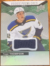 2017-18 Upper Deck Trilogy Green Rookie Jersey Tage Thompson #72 #’d 077/399
