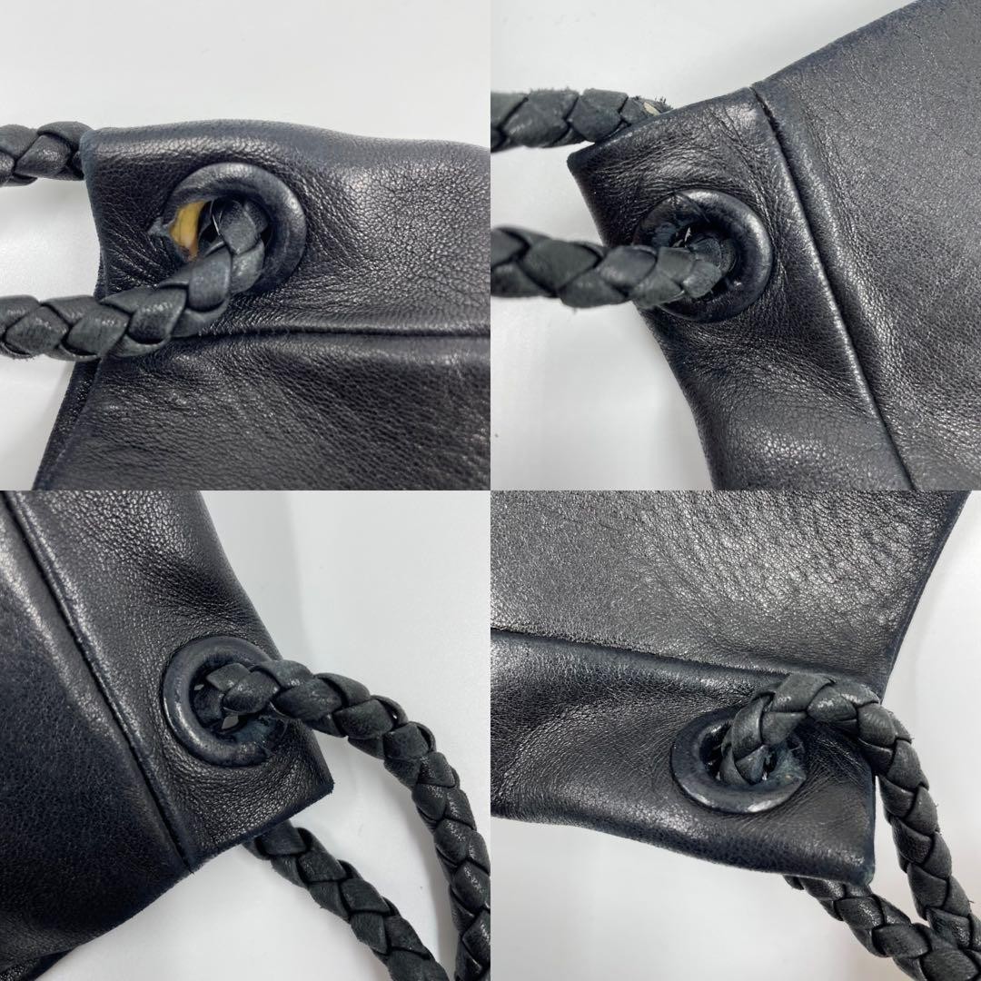 Bottega Veneta Women's Shoulder Bag Hobo Leather Intrecciato Black Vintage thumbnail 18