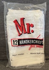 VTG 8 Pack Mens White Handkerchiefs Mr Brand All Cotton Open Package READ
