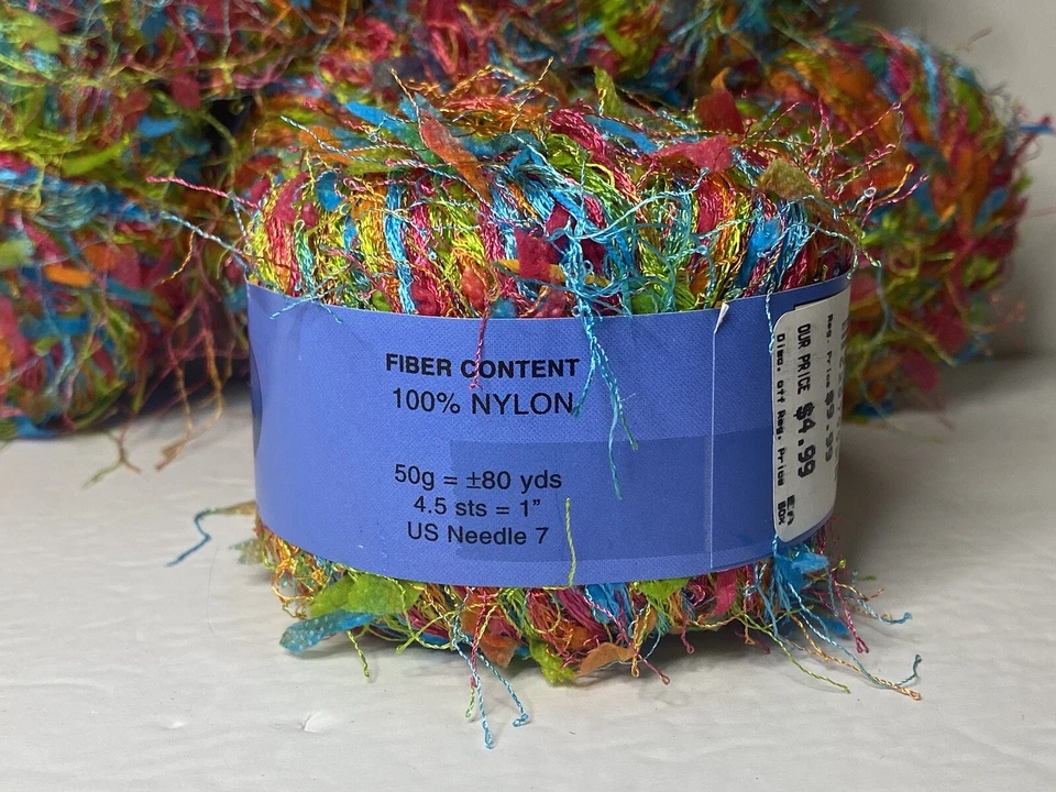SIX Skeins Rainbow Shangri-La NEON 100% Nylon Eyelash Fiber 300g Knitting Italy - Image 4 of 4