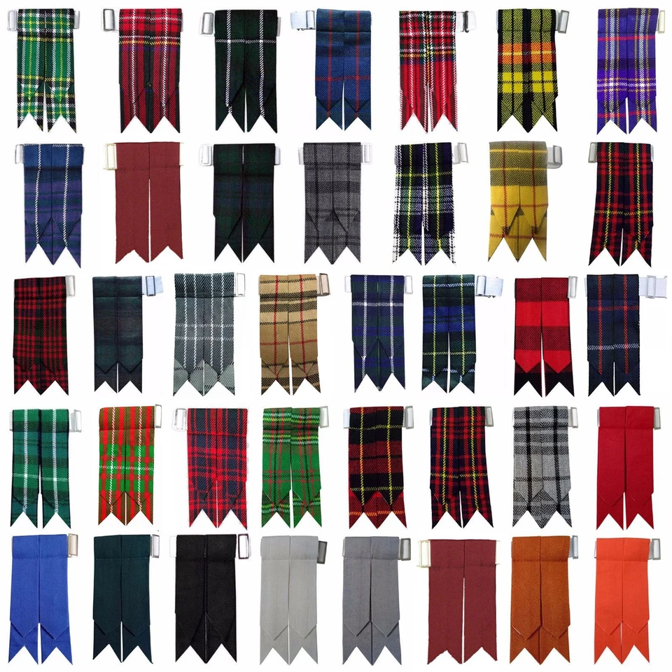 CC Scottish Kilt hose flashes highland kilt flashes tartans with buckle fastener