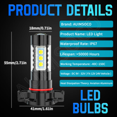 Bombillas LED 5202/H16 Para Niebla Y DRL En Chevy Silverado 1500/2500HD 2007-2015, Luz Blanca Fría 6000K