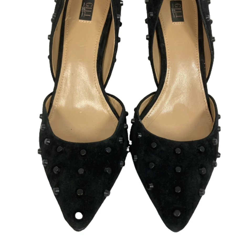 G.I.L.I Jillee Pumps Womens Sz 9 Black Studded Slip On Stiletto D'Orsay Heels - Image 3 of 4