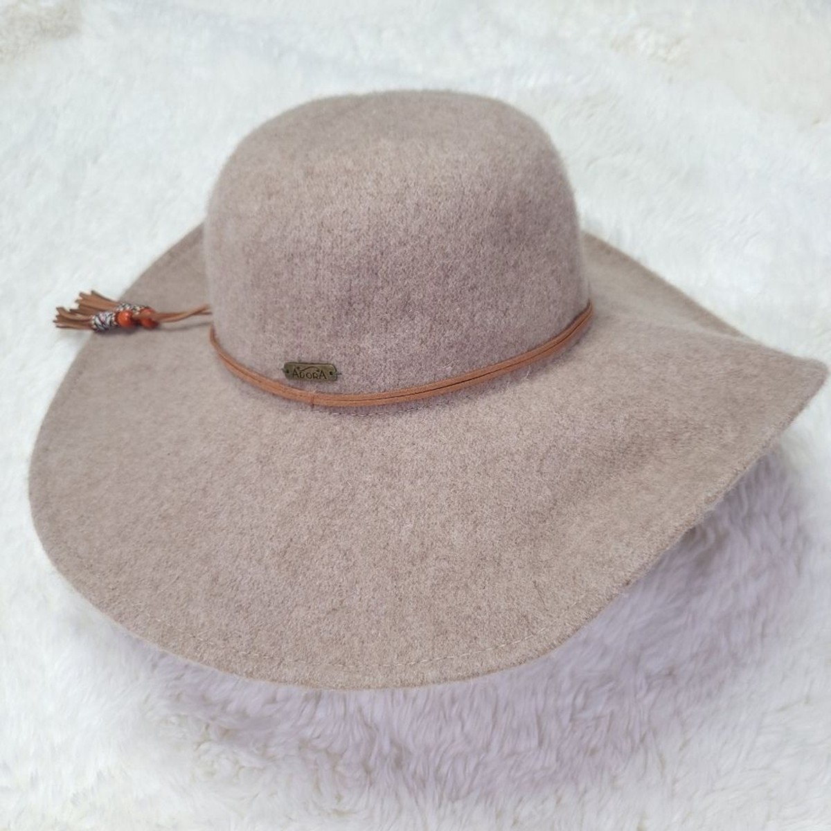 Adora Brown 100% Wool Fedora Felt Brim Hat Adora Women main image 4