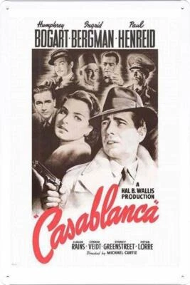 STUDIO B Laminated Casablanca Classic Movie Humphrey Bogart Poster Print 24x36 Inch