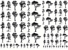 Spring Trees 79 pcs 1/4" to 1" Black Fused Glass Decals