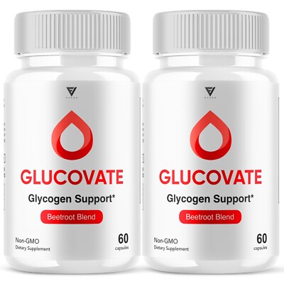 (2 Pack) Glucovate Capsules Gluco Vate Glycogen Support Reviews (120 Capsules)