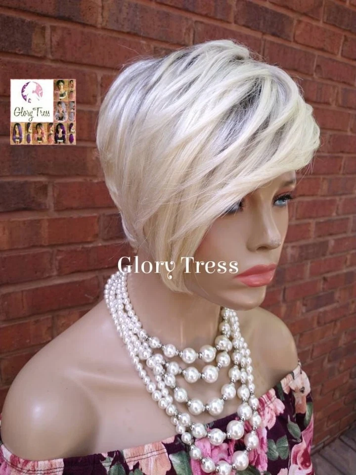 Short Razor Cut Full Wig | Pixie Cut | 100% Human Hair Wig | Ombre Blonde 613 - Image 2 of 4