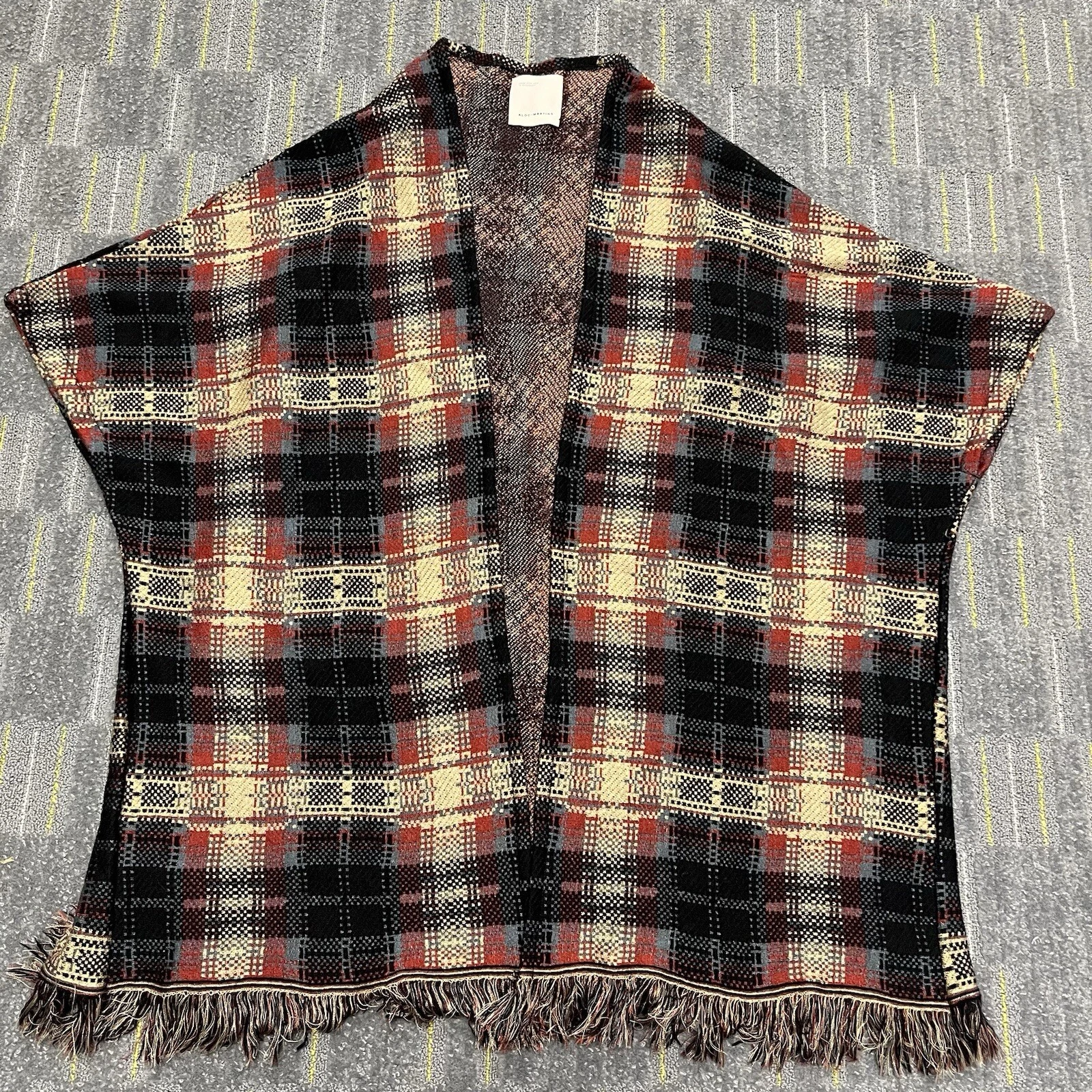 Anthropologie Aldo Martins Plaid Poncho Wrap Size 8 Medium/Large Wool Blend