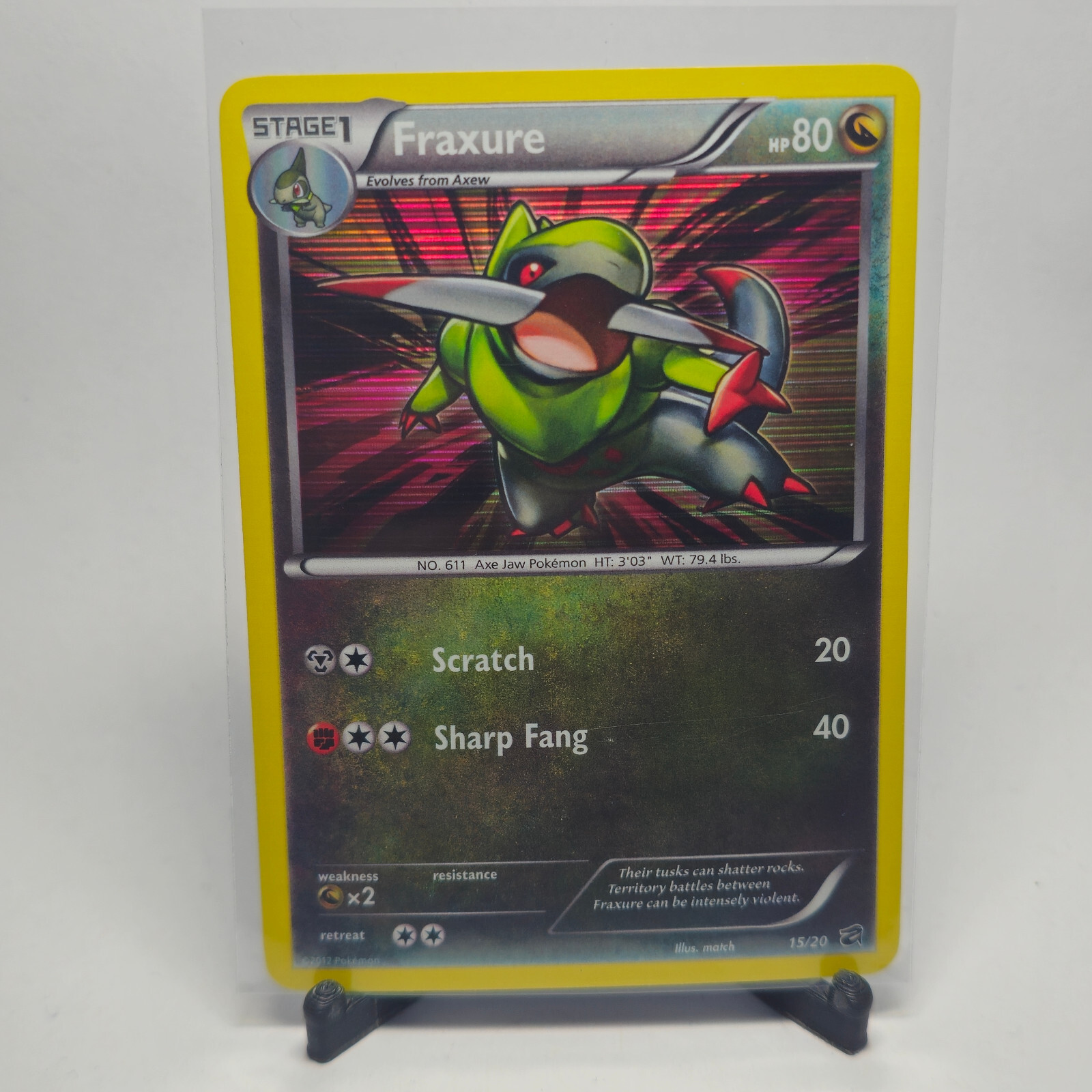 Pokemon TCG - Fraxure - 15/20 - Dragon Vault - VLP/NM Holo Rare (2012)