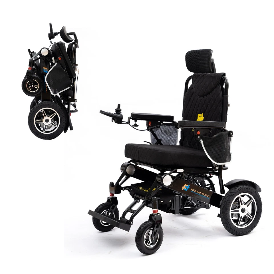 Fold and Travel Manual Recline Lightweight Electric Power Wheelchair for Seniors - Image 2 of 4