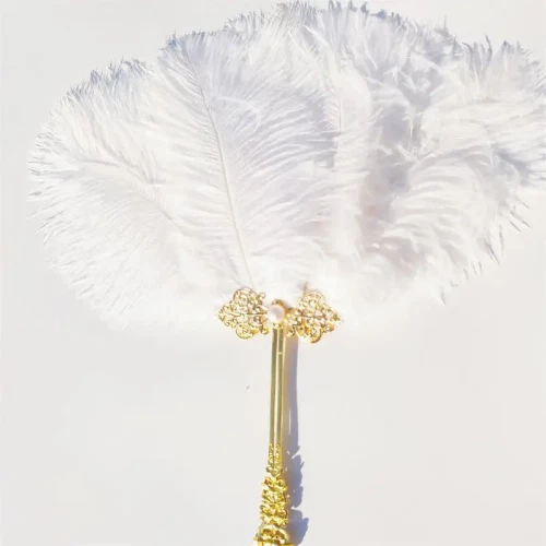 European French Elegant Feather Fan Retro Court Ladies Hand Fan Shooting Props - Image 3 of 4