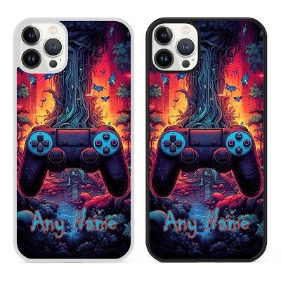 Personalisierte Handyhülle dunkler Controller für iPhone individueller Name Kinder Gamer Geschenk