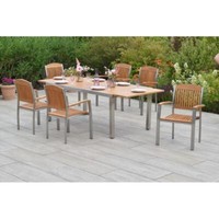 Merxx GartenmöBel Keros Set 7Tlg. 6 Stapelsessel + 1 Ausziehtisch