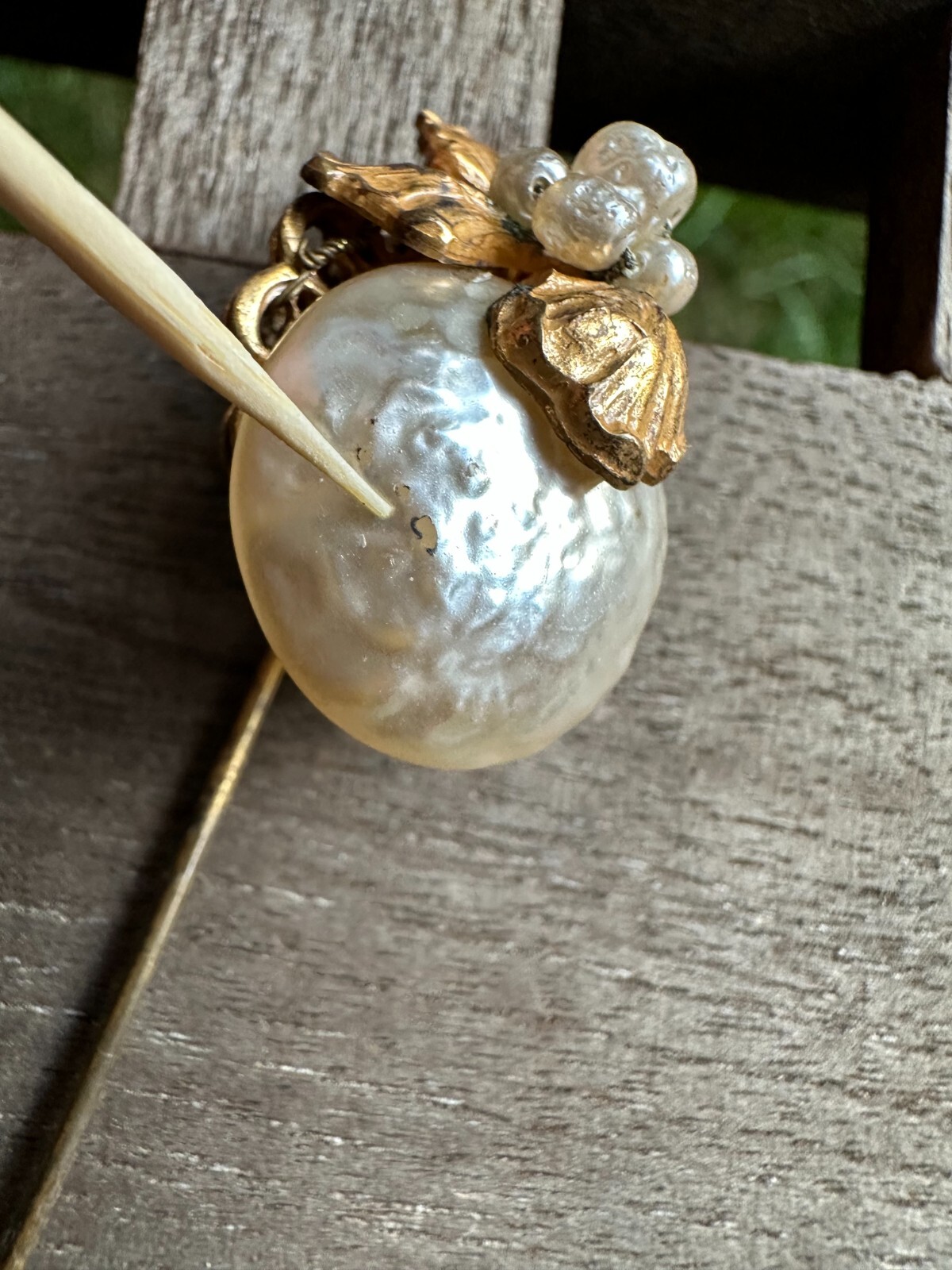 Vintage Singed MIRIAM HASKELL Gold Tone Flower & Pearl Stick Hat Pin eBay