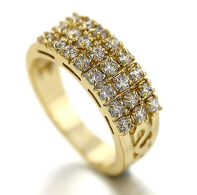 18K GOLD GF ETERNITY WOMENS SOLID ENGAGEMENT WEDDING BAND RING ...