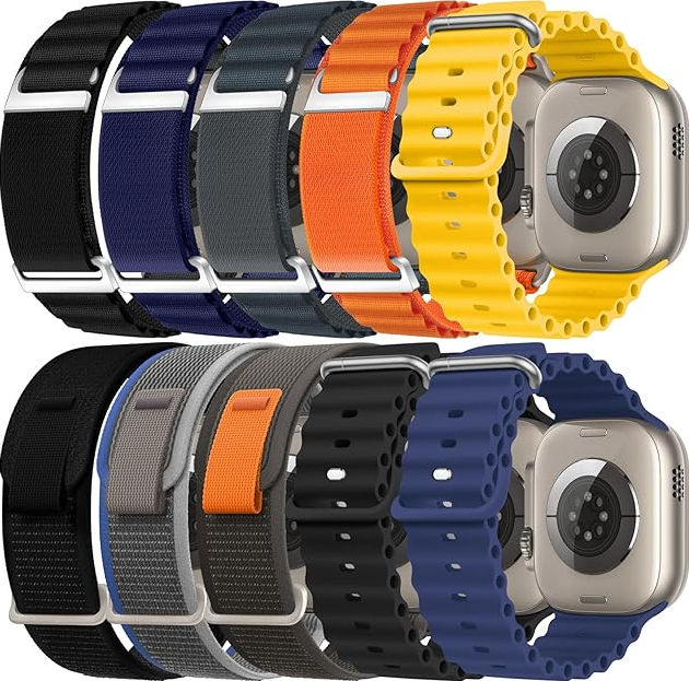ONFNZ 10 Pack Alpine Loop Sport Bands Compatible with Ultra, Apple Watch 49mm