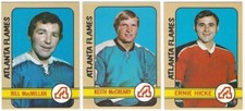 10 1972-73 TOPPS HOCKEY ATLANTA FLAMES CARDS (MACMILLAN RC/MCCREARY/HICKE+++)