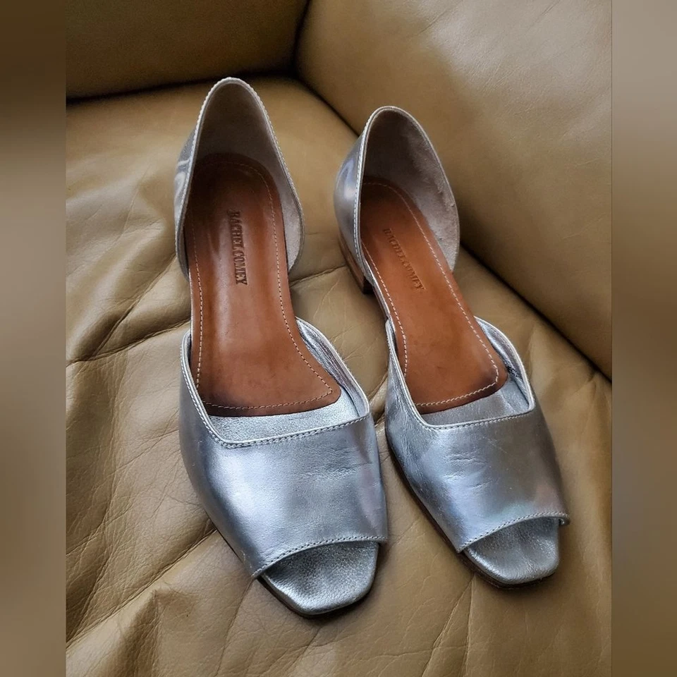 Rachel Comey Iridiscente Metálico Peep Toe Planos 7.5 Usado Foto 2 de 4