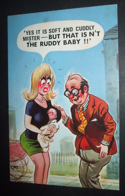 SAUCY BAMFORTH Comic KURZSICHTIGER MANN STREICHELT DAMENBRÜSTE BRUST WEICH KUSCHELIG