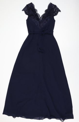 Monsoon Womens Blue Polyester Maxi Size 8 V-Neck Zip - Picture 2 of 10