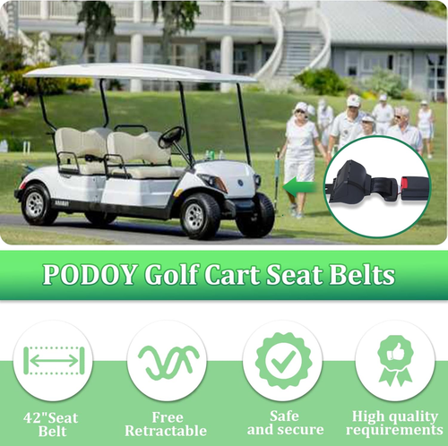 Podoy Upgraded Golf Cart Seat Belts Kit Universal Retractable for Golf Carts Com - Picture 3 of 12