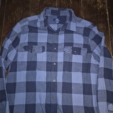 Men's Large Blue Plaid Flannel Shirt